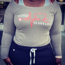 Licensed To Save Lives long sleeve ladies top